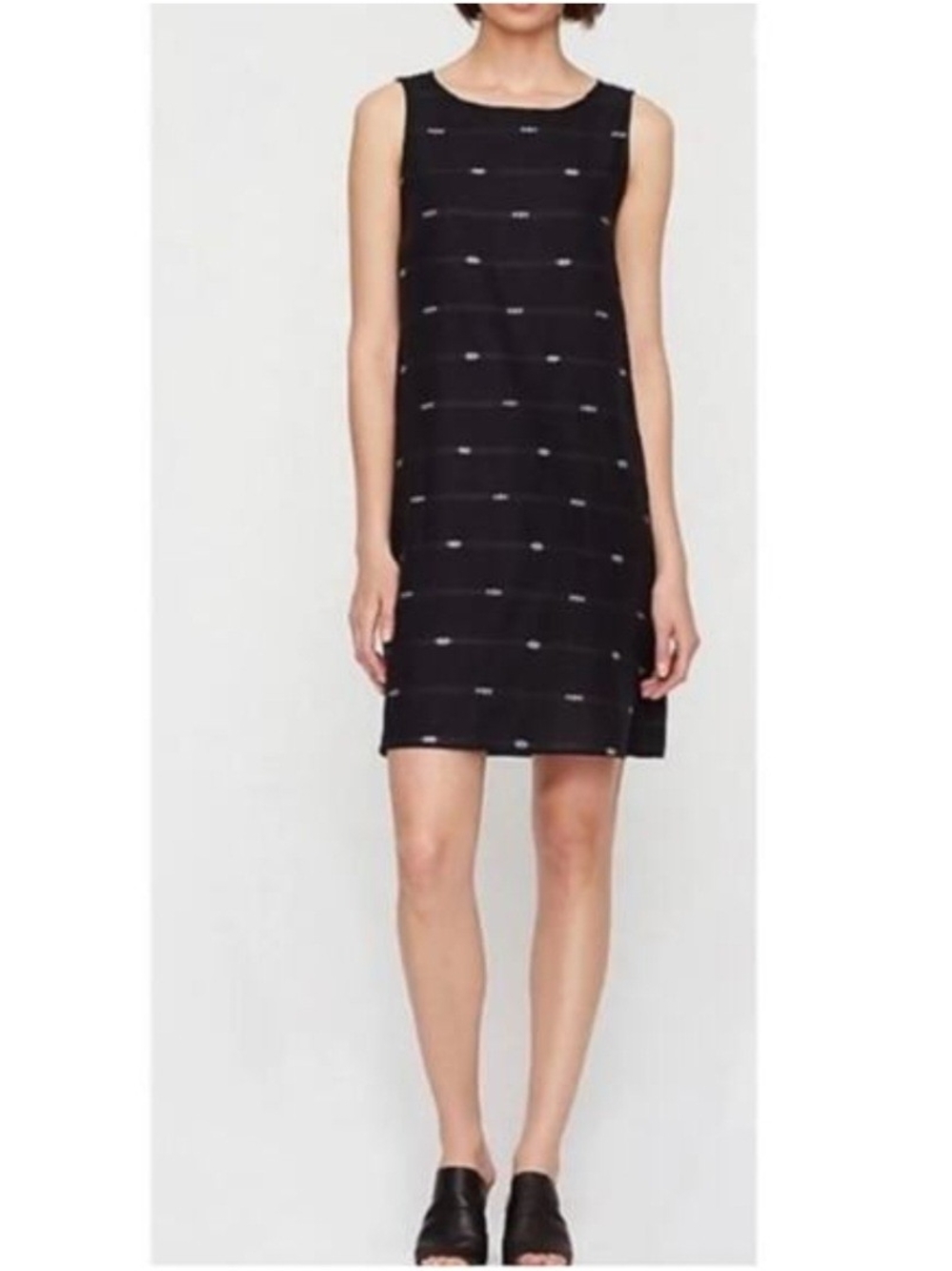 Eileen Fisher Classic Aztec Bateau Neck Nomadic Stripe Shift Dress(XL)